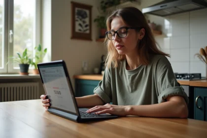 Jeune femme avec tablette pour calculer tatouages