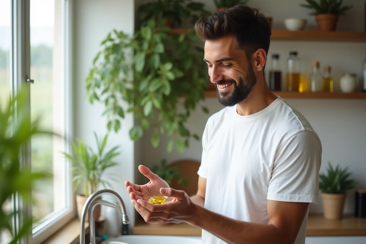 Homme se massant avec de l