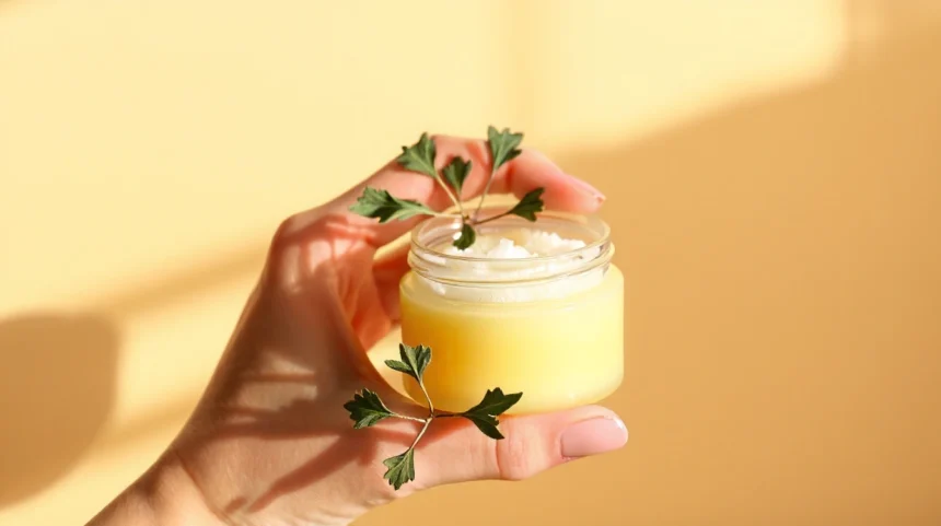 Savon de nigelle sur un fond naturel avec des ingrédients cosmétiques
