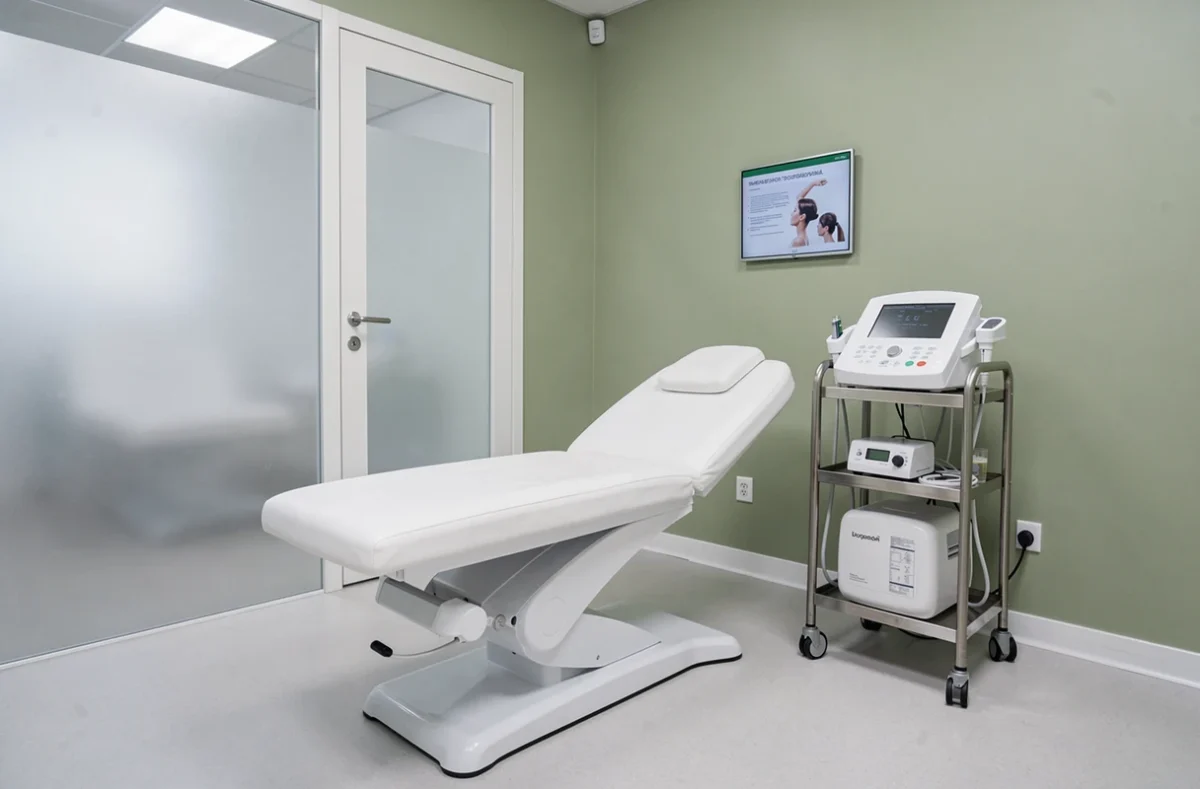 Cabine de traitement d'épilation professionnelle d'Unlimited Epil à Dijon avec équipement esthétique moderne