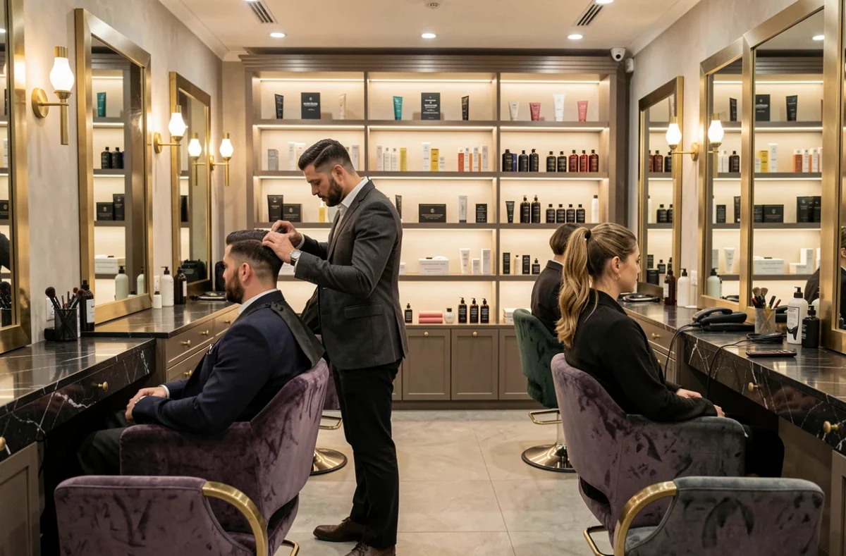 Salon de coiffure mixte haut de gamme L'Uomo e la Donna Prestige avec décoration luxueuse à Strasbourg