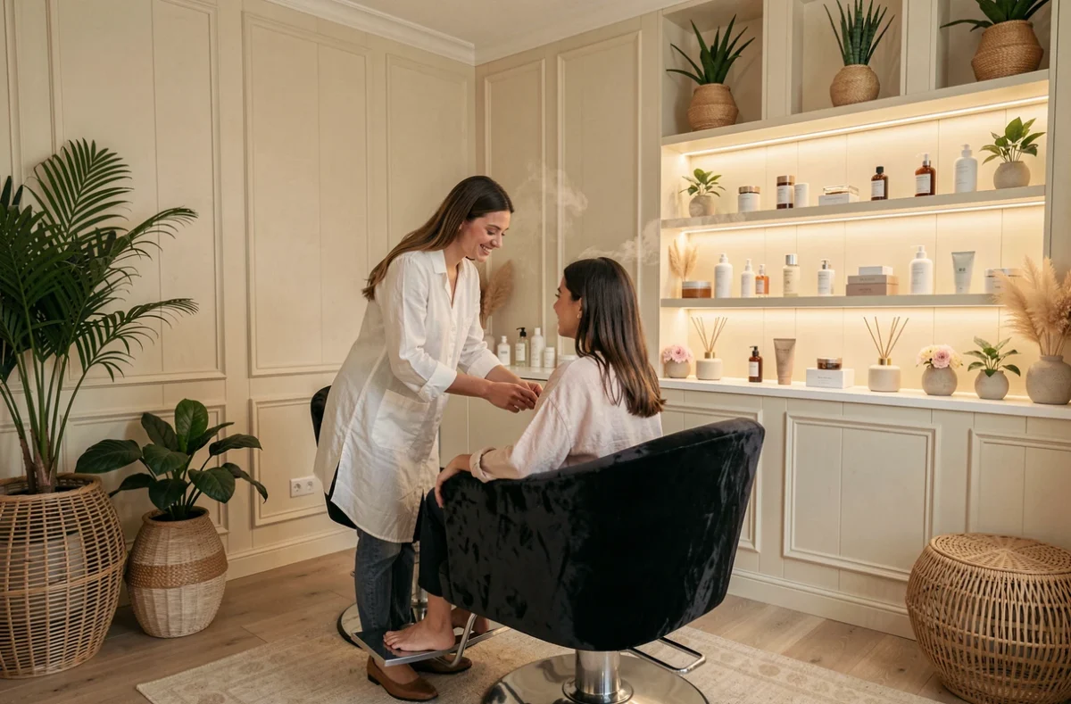 Intérieur élégant du salon Women's Lodge alliant coiffure et beauté à Strasbourg
